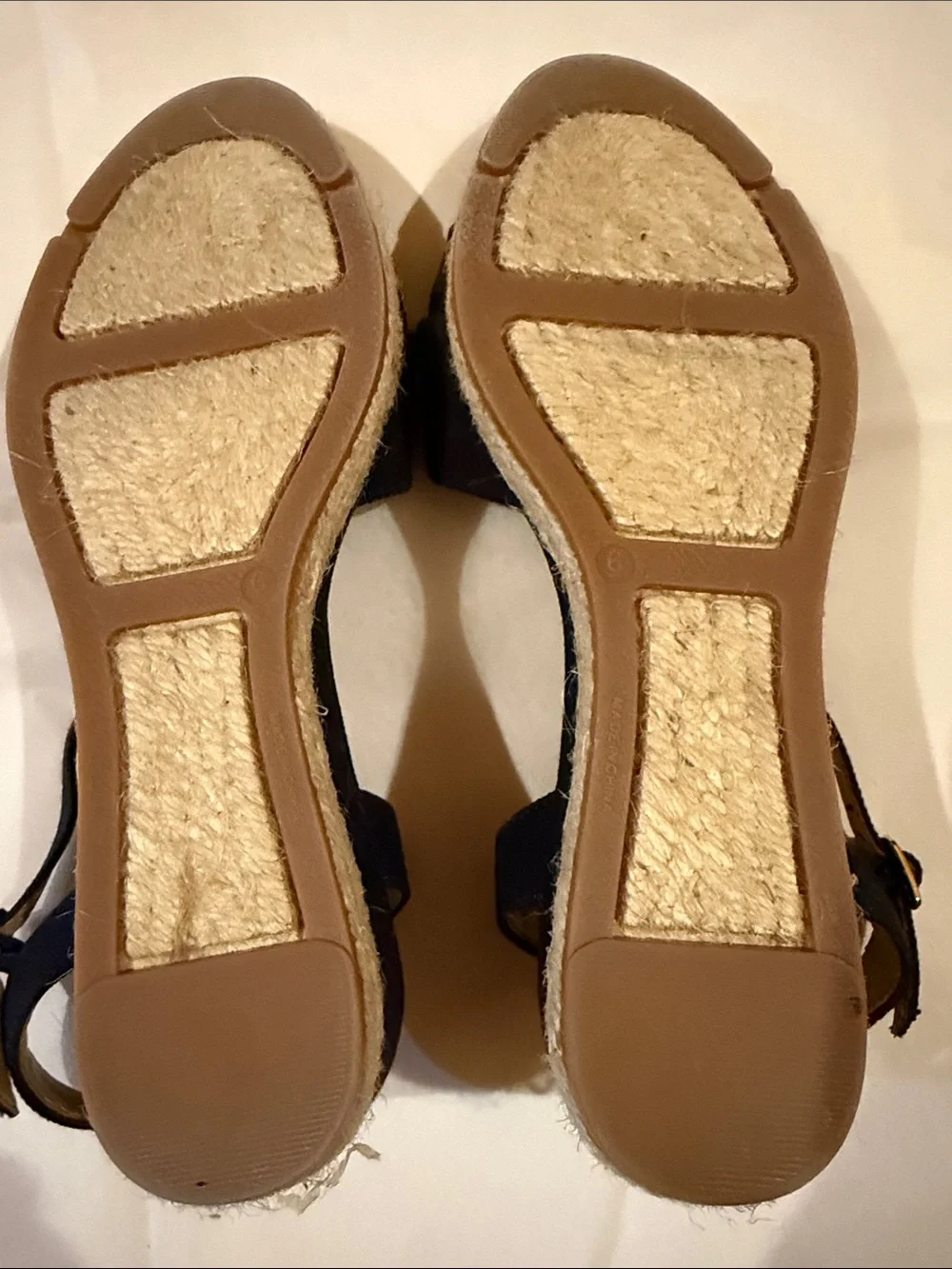 Talbots Navy Crisscross Open-Toe Ankle-Strap wedge Sandals